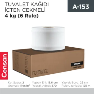 İÇTEN ÇEKMELİ TUVALET KAĞIDI 6 LI (4 KG) TAMİ (7400)