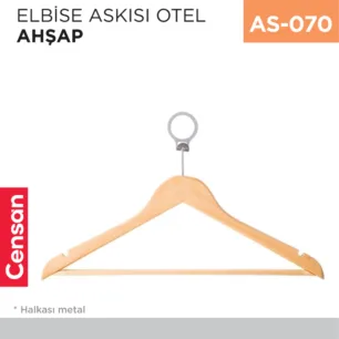 ELBİSE ASKISI OTEL AHŞAP (PLASTİK HALKALI)