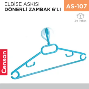 ELBİSE ASKISI DÖNER BAŞLI 6LI(ZP113)