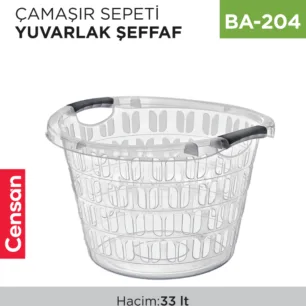 ÇAMAŞIR SEPETİ YUVARLAK ŞEFFAF (E-293)