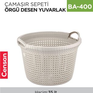 ÇAMAŞIR SEPETİ ÖRGÜ DESEN YUVARLAK (35 LT) (8034)