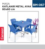 MASA KATLANIR METAL AYAK 80 CM*80 CM RENKLİ