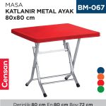 MASA KATLANIR METAL AYAK 80 CM*80 CM RENKLİ