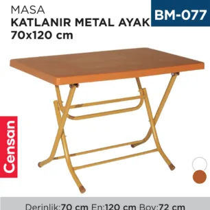 MASA KATLANIR METAL AYAK 70 CM*120 CM
