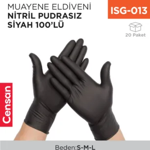 MUAYENE ELDİVENİ NİTRİL PUDRASIZ SİYAH 100LÜ