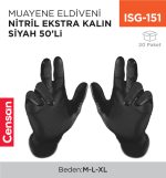 MUAYENE ELDİVENİ NİTRİL EKSTRA KALIN SİYAH 50 Lİ