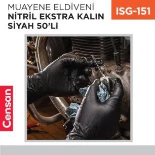 MUAYENE ELDİVENİ NİTRİL EKSTRA KALIN SİYAH 50 Lİ