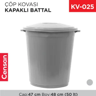BATTAL ÇÖP KOVASI KAPAKLI 50 LT (UP 104)(AFORM)