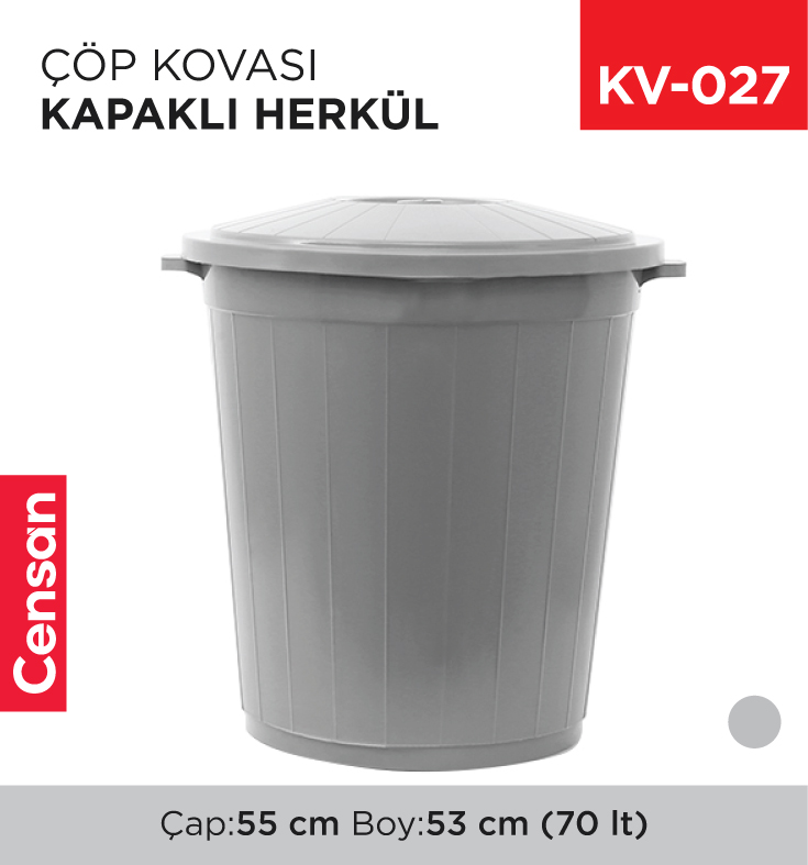 KV-027_02eec4c9622978de4021a2bfb8adc889 HERKÜL ÇÖP KOVASI KAPAKLI 70 LT (UP 106)(AFORM)