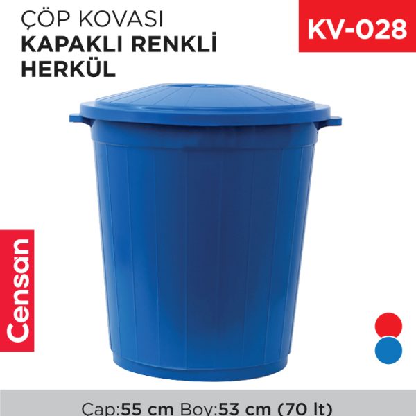HERKÜL ÇÖP KOVASI KAPAKLI RENKLİ 70 LT (UP 106)(AFORM)