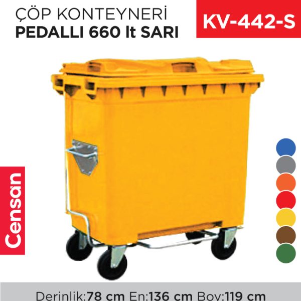 ÇÖP KONTEYNERİ PEDALLI 660 LT SARI