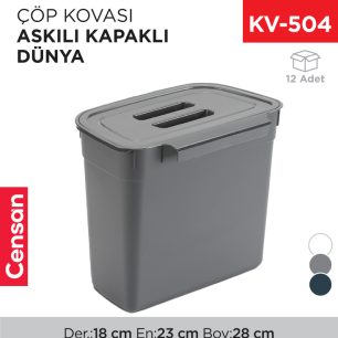 ASKILI KAPAKLI ÇÖP KOVASI DÜNYA (07110)