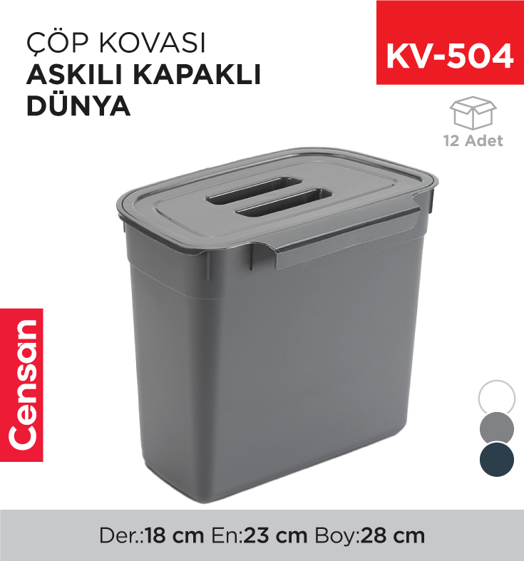KV-504_021c49439ae43098b35bec78caec1a2b ASKILI KAPAKLI ÇÖP KOVASI DÜNYA (07110)