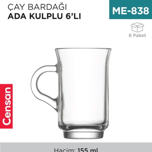 ÇAY BARDAĞI 6LI KULPLU ADA 155 CC LAV (ADA408)