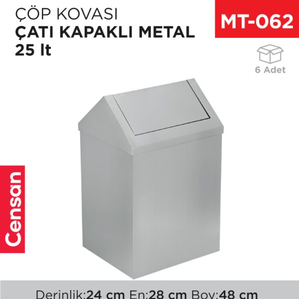 ÇATI KAPAKLI ÇÖP KOVASI METAL 25 LT (1309)(440)