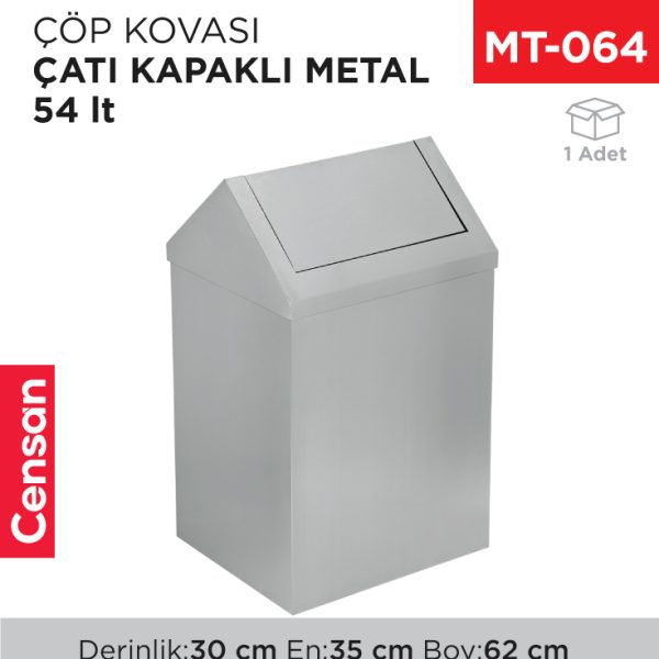 ÇATI KAPAKLI ÇÖP KOVASI METAL 54 LT (1307)(443)