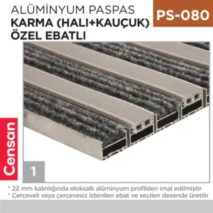 ALÜMİNYUM PASPAS KARMA (HALI+KAUÇUK)