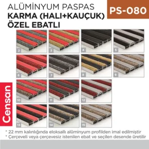 ALÜMİNYUM PASPAS KARMA (HALI+KAUÇUK)