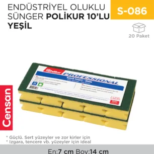 ENDÜSTRİYEL OLUKLU SÜNGER POLİKUR 10LU YEŞİL (2649)