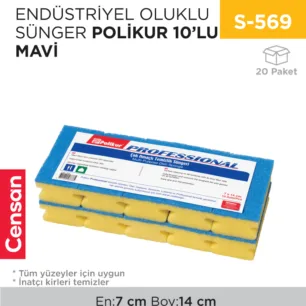 ENDÜSTRİYEL OLUKLU SÜNGER POLİKUR 10LU MAVİ(2662)