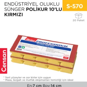ENDÜSTRİYEL OLUKLU SÜNGER POLİKUR 10LU KIRMIZI(2697)