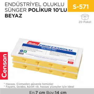 ENDÜSTRİYEL OLUKLU SÜNGER POLİKUR 10LU BEYAZ(2648)