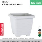 HİSAR KARE SAKSI NO:3 TABAKSIZ (26 LT) (HK03)