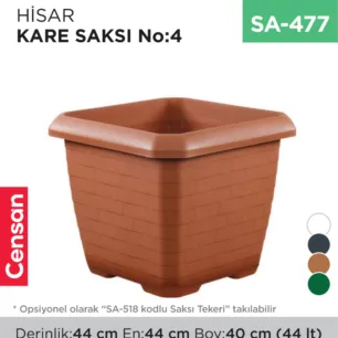 HİSAR KARE SAKSI NO:4 TABAKSIZ (44 LT) (HK04)
