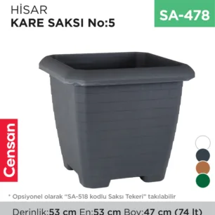 HİSAR KARE SAKSI NO:5 TABAKSIZ (74 LT) (HKS502102)