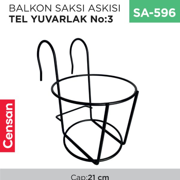 BALKON SAKSI ASKISI TEL YUVARLAK NO:3 (ÇAP:21 CM)