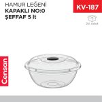 HAMUR LEĞENİ KAPAKLI NO:0 ŞEFFAF (5 LT) (E-100)
