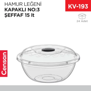HAMUR LEĞENİ KAPAKLI NO:3 ŞEFFAF (15 LT) (E-103)