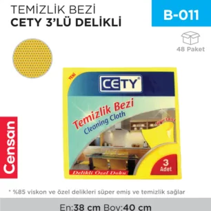 TEMİZLİK BEZİ CETY 3LÜ DELİKLİ