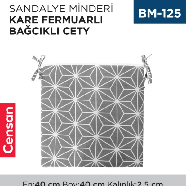 SANDALYE MİNDERİ CETY KARE BAĞCIKLI