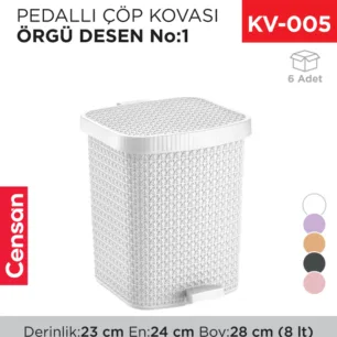 PEDALLI ÇÖP KOVASI ÖRGÜ DESEN NO:1 (8 LT) (8126)