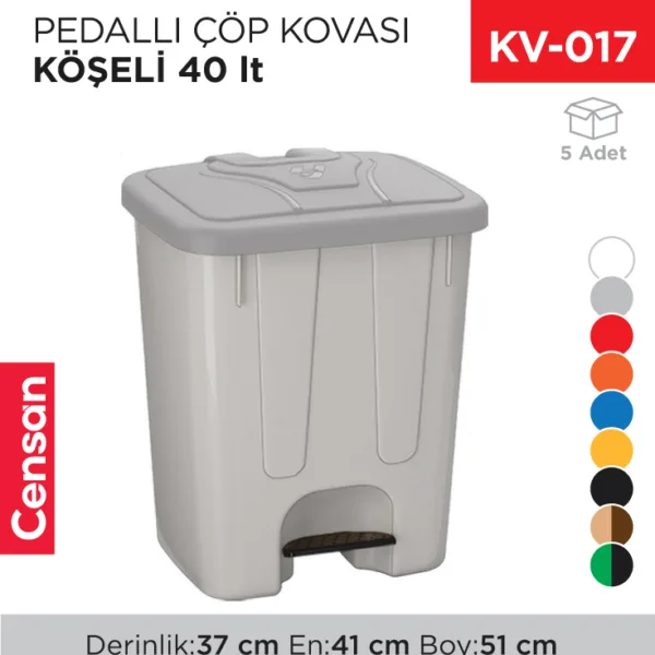 PEDALLI ÇÖP KOVASI KÖŞELİ 40 LT (4255)
