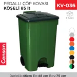 PEDALLI ÇÖP KOVASI KÖŞELİ 85 LT (4265)