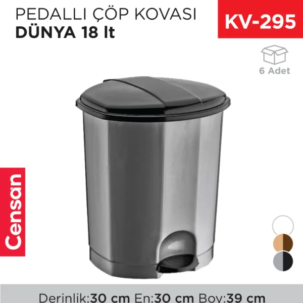 PEDALLI ÇÖP KOVASI DÜNYA 18 LT (01013)
