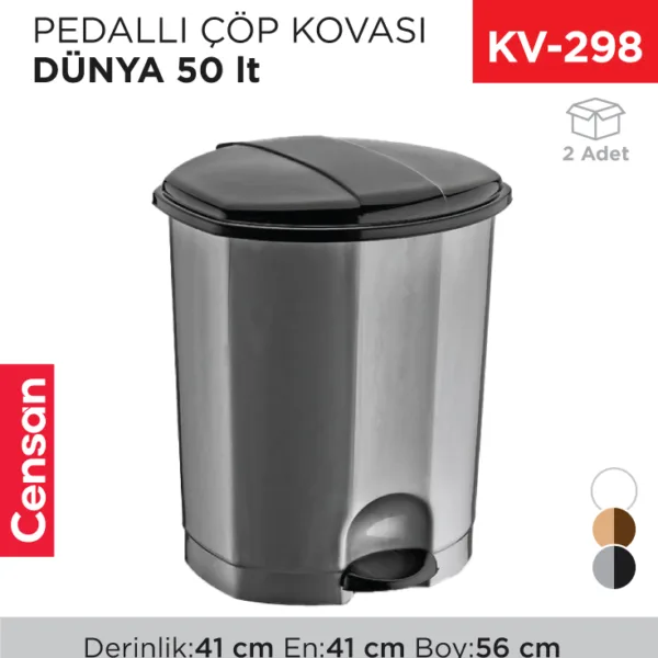 PEDALLI ÇÖP KOVASI DÜNYA 50 LT (01015)