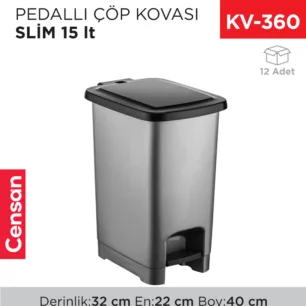 PEDALLI ÇÖP KOVASI SLİM 15 LT (4281)