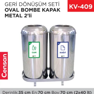 GERİ DÖNÜŞÜM SETİ OVAL BOMBE KAPAK METAL 2Lİ