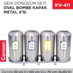 GERİ DÖNÜŞÜM SETİ OVAL BOMBE KAPAK METAL 4LÜ