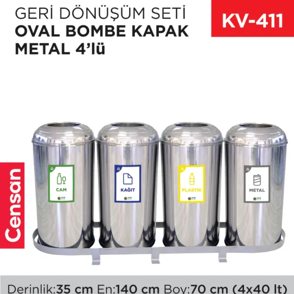 GERİ DÖNÜŞÜM SETİ OVAL BOMBE KAPAK METAL 4LÜ