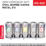 GERİ DÖNÜŞÜM SETİ OVAL BOMBE KAPAK METAL 5Lİ