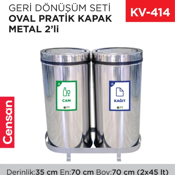 GERİ DÖNÜŞÜM SETİ OVAL PRATİK KAPAK METAL 2Lİ