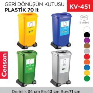 GERİ DÖNÜŞÜM KUTUSU PLASTİK 70 LT (4398)