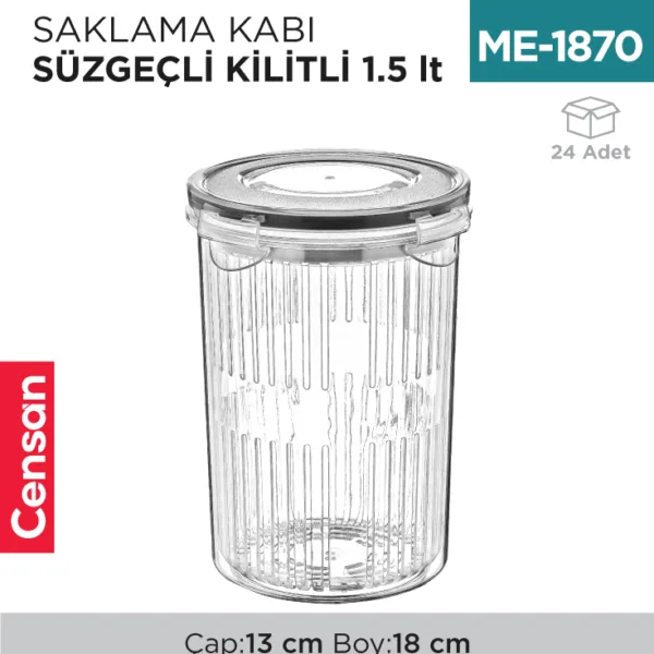 SAKLAMA KABI SÜZGEÇLİ KİLİTLİ 1.5 LT (LC-470)