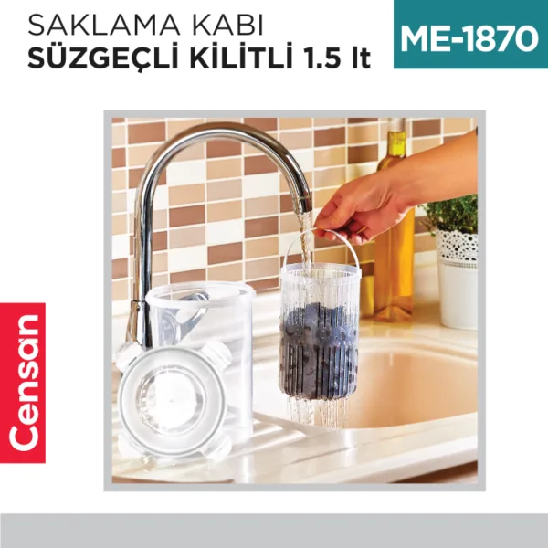 SAKLAMA KABI SÜZGEÇLİ KİLİTLİ 1.5 LT (LC-470)