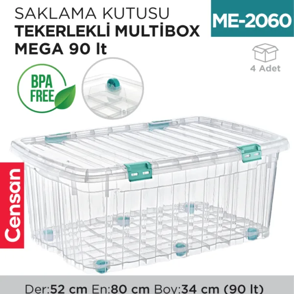 SAKLAMA KUTUSU M.BOX MEGA 90 LT ŞEFFAF (E-520)