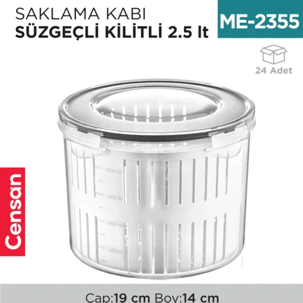 SAKLAMA KABI SÜZGEÇLİ KİLİTLİ 2.5 LT (LC-650)
